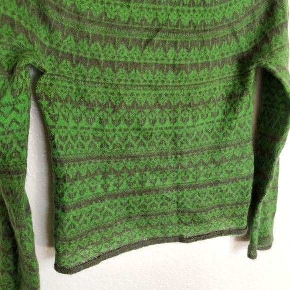 Burberry FairIsle TurtleNeck Lightweight Green Sweater Sz S - Picture 3 of 9